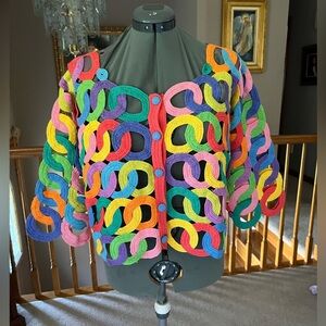 Nwot Michael Simon M Open Knit Crochet Sweater Cardigan easter Mother’s Day 
,